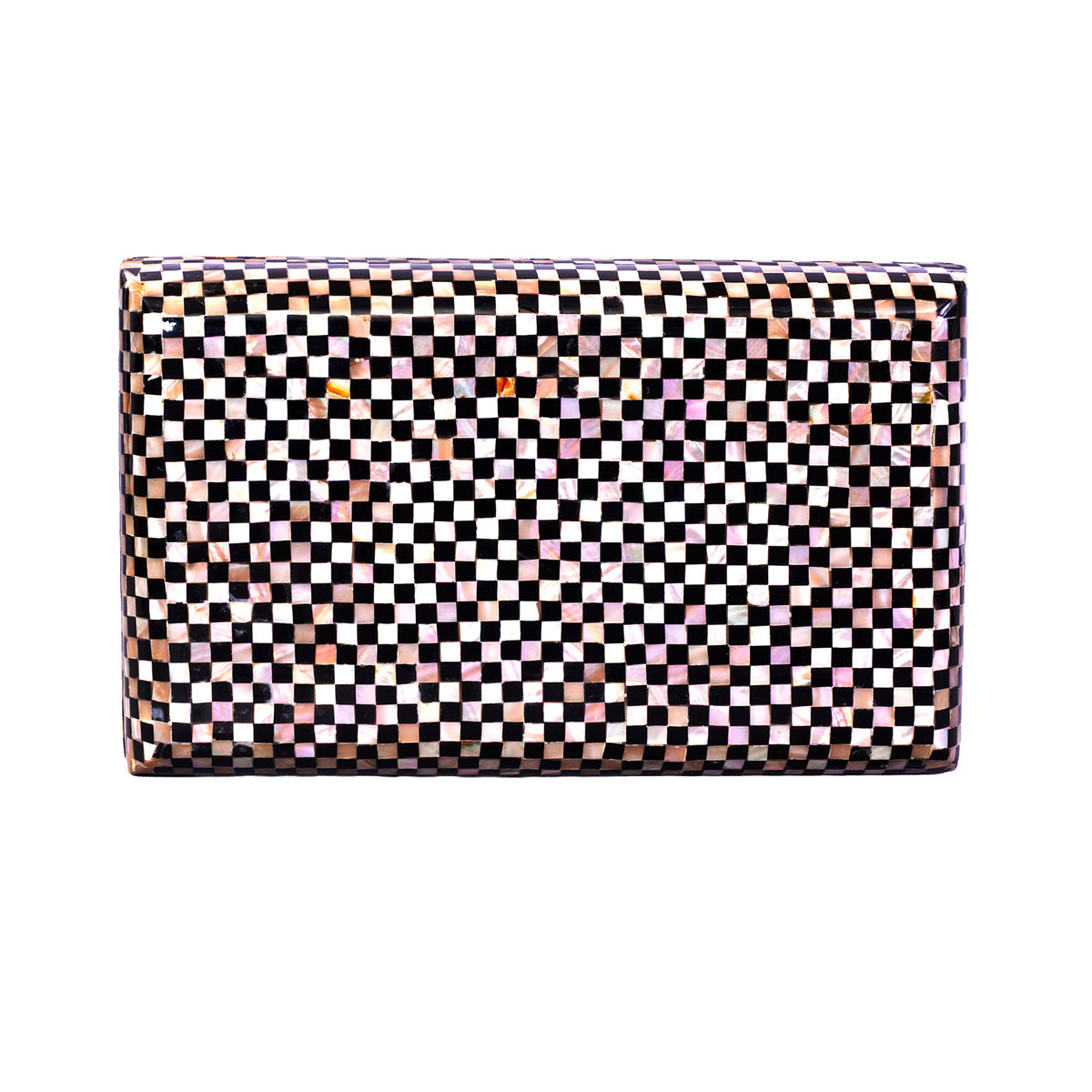 Unique Clutch Bag in Mother of pearl - Shoulder Bag - evening glam Accessory and Gold Chain