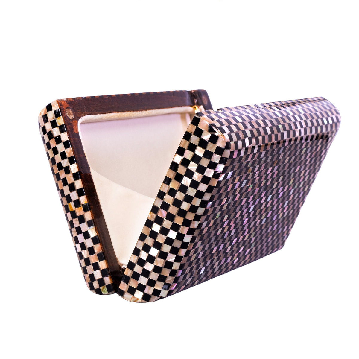 Unique Clutch Bag in Mother of pearl - Shoulder Bag - evening glam Accessory and Gold Chain
