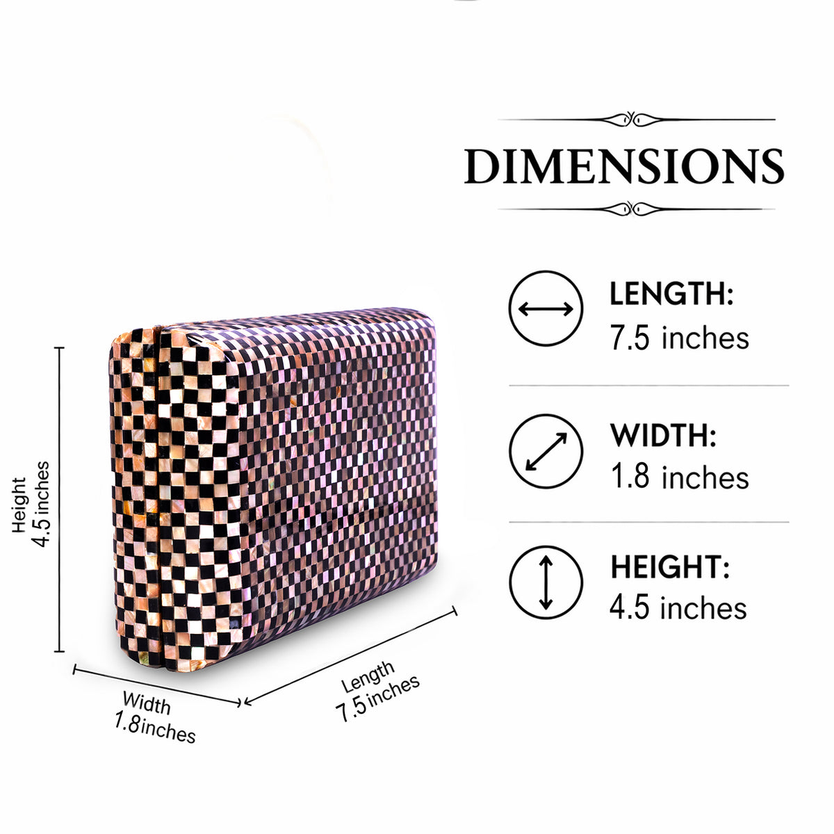 Unique Clutch Bag in Mother of pearl - Shoulder Bag - evening glam Accessory and Gold Chain