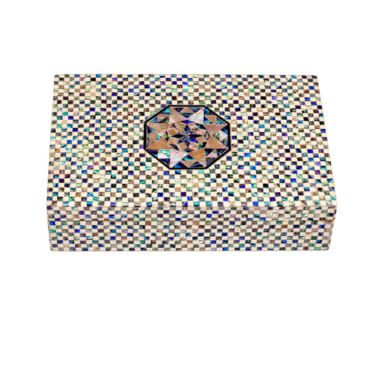Egyptian jewelry box inlaid with mother of pearl