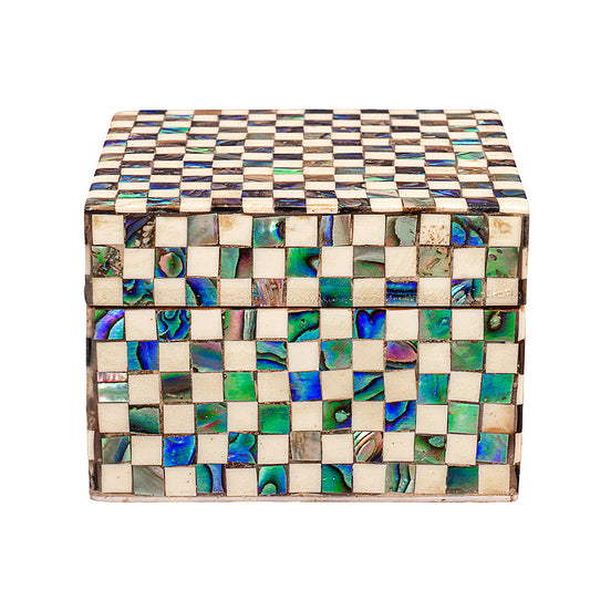Egyptian jewelry box inlaid with mother of pearl