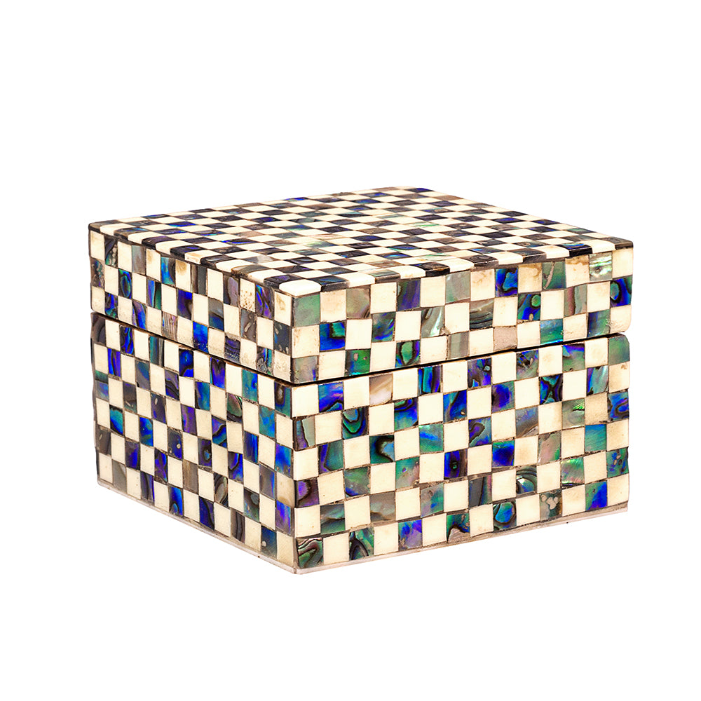 Egyptian jewelry box inlaid with mother of pearl