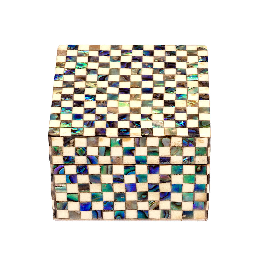 Egyptian jewelry box inlaid with mother of pearl