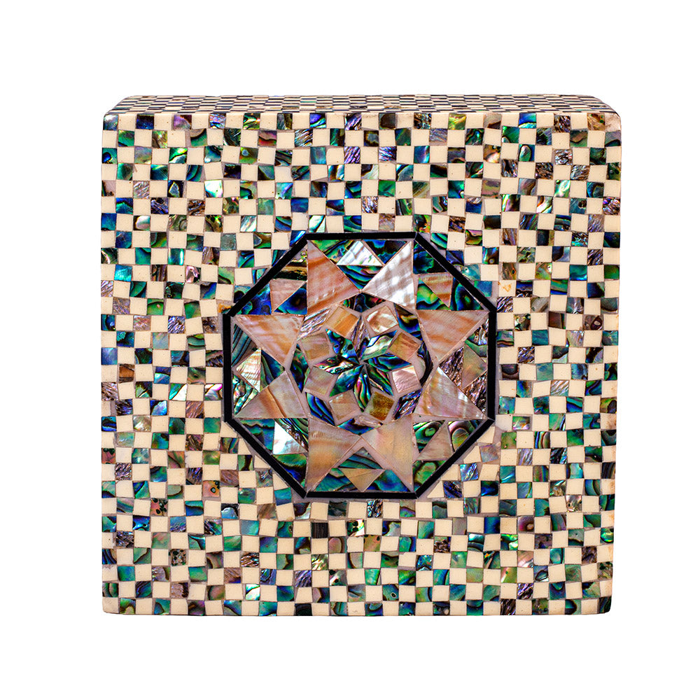 Egyptian jewelry box inlaid with mother of pearl