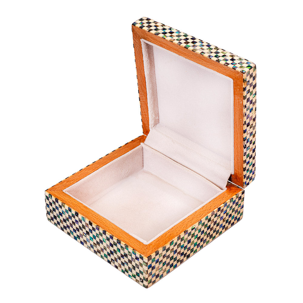 Egyptian jewelry box inlaid with mother of pearl