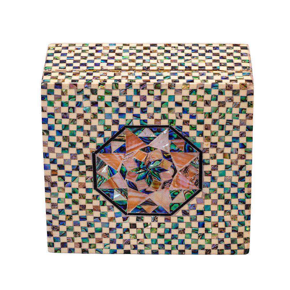 Egyptian jewelry box inlaid with mother of pearl
