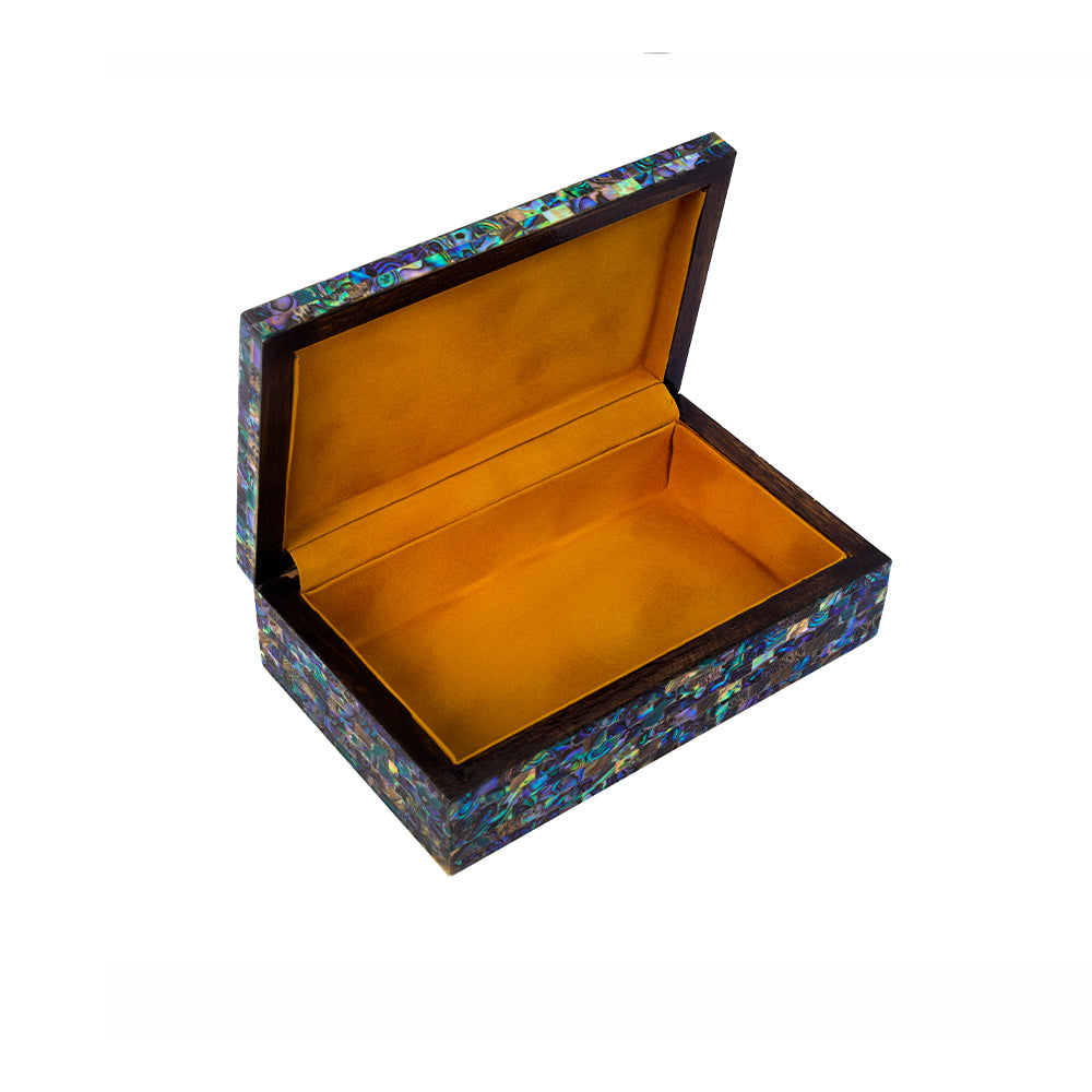 Egyptian jewelry box inlaid with mother of pearl Blue