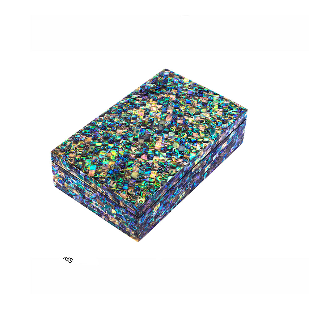 Egyptian jewelry box inlaid with mother of pearl Blue