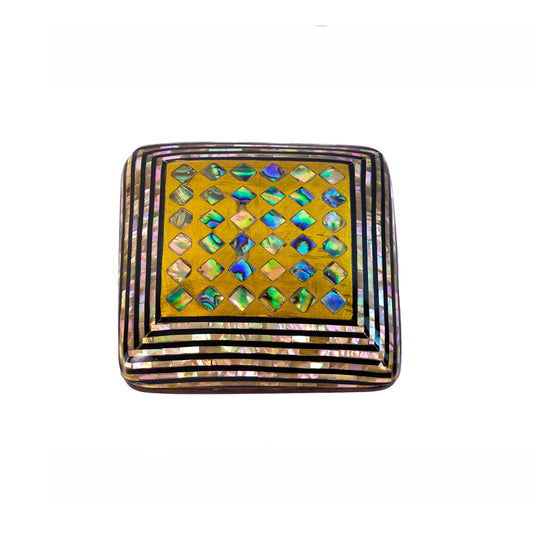 Egyptian jewelry box inlaid with mother of pearl and Brass