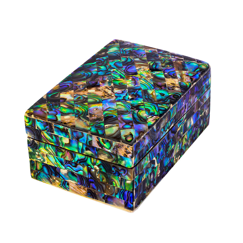 Egyptian jewelry box inlaid with mother of pearl Blue