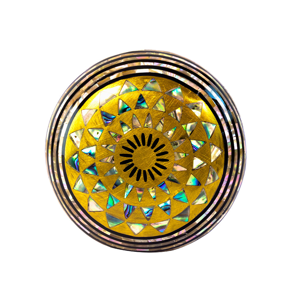 Egyptian jewelry box inlaid with mother of pearl and Brass