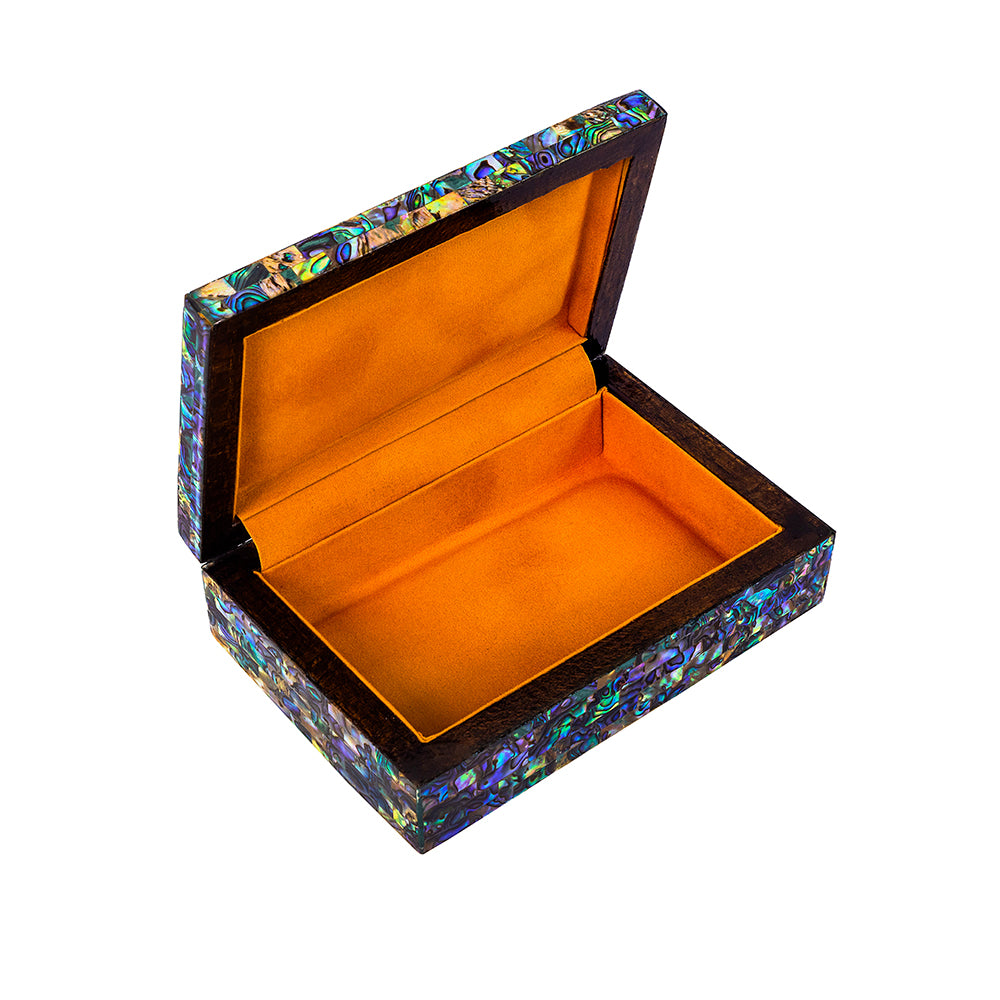 Egyptian jewelry box inlaid with mother of pearl Blue