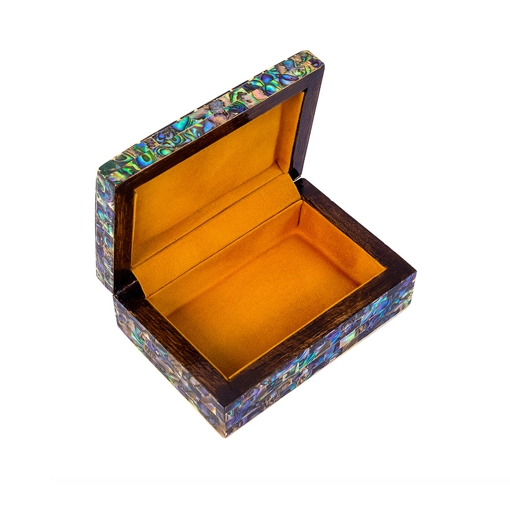 Egyptian jewelry box inlaid with mother of pearl Blue