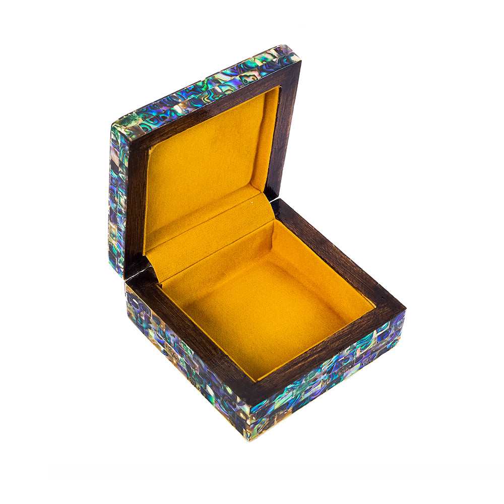 Egyptian jewelry box inlaid with mother of pearl Blue