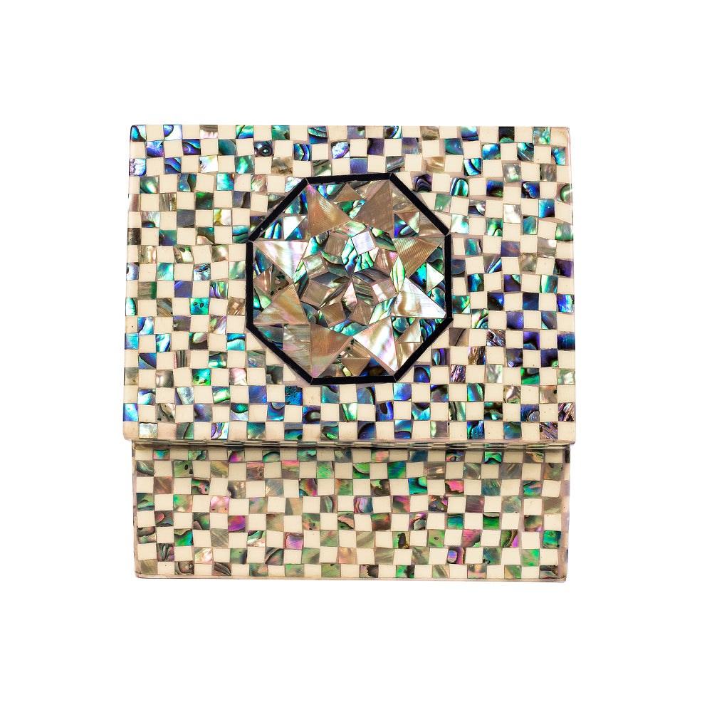 Egyptian jewelry box inlaid with mother of pearl