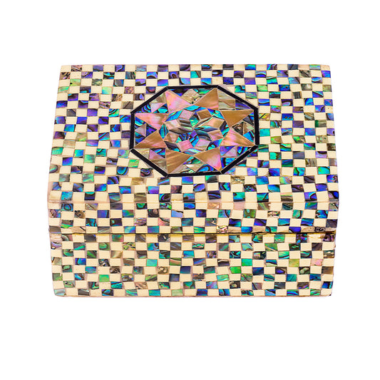 Egyptian jewelry box inlaid with mother of pearl