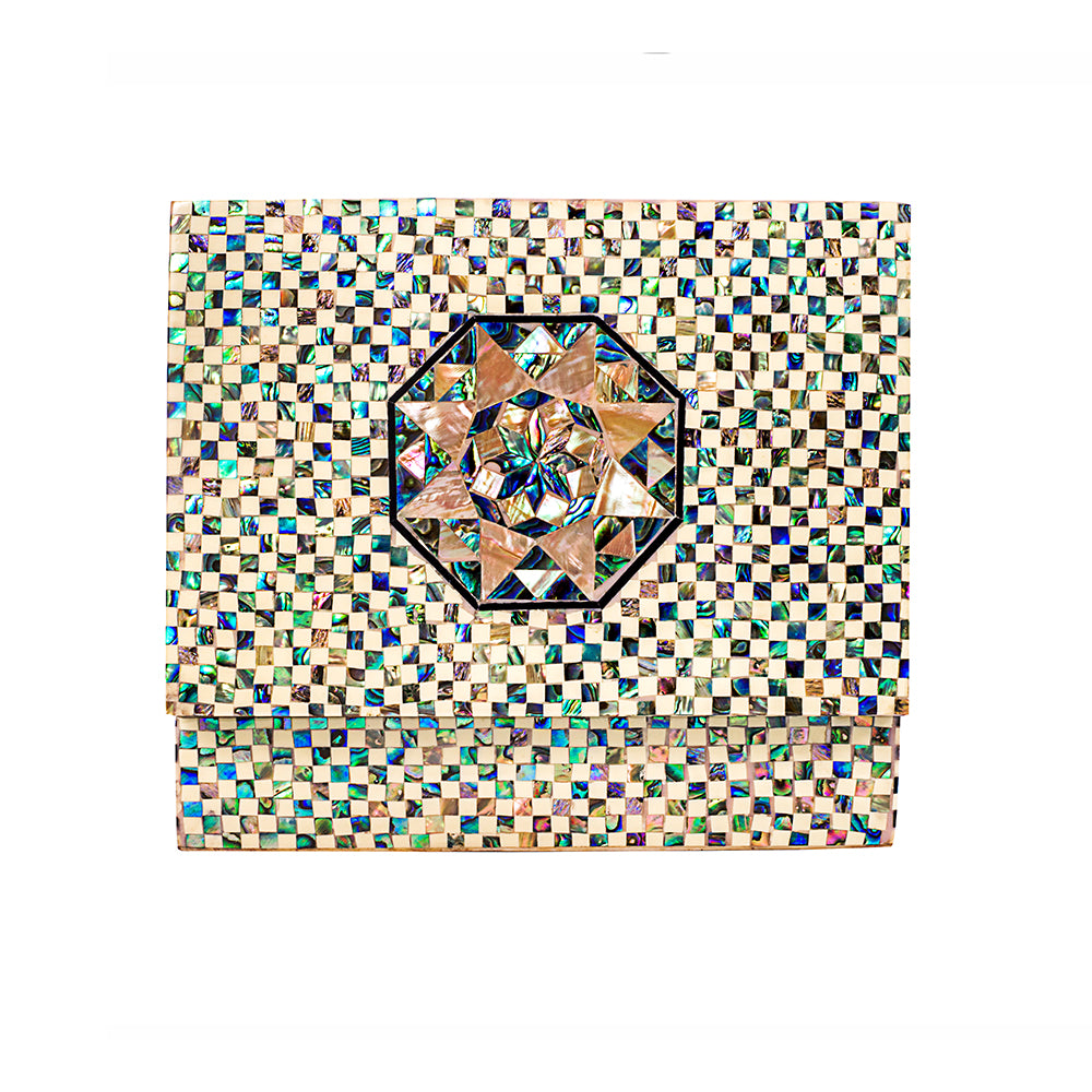 Egyptian jewelry box inlaid with mother of pearl