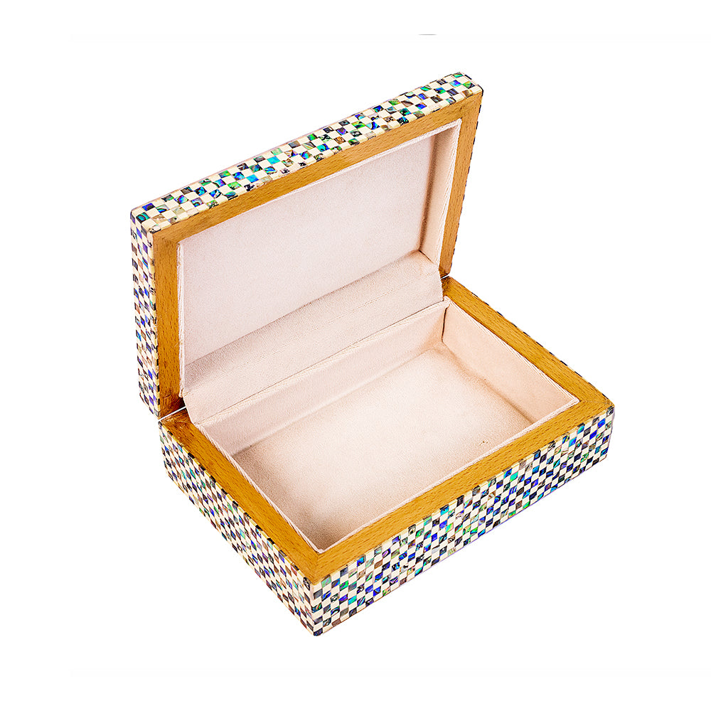 Egyptian jewelry box inlaid with mother of pearl