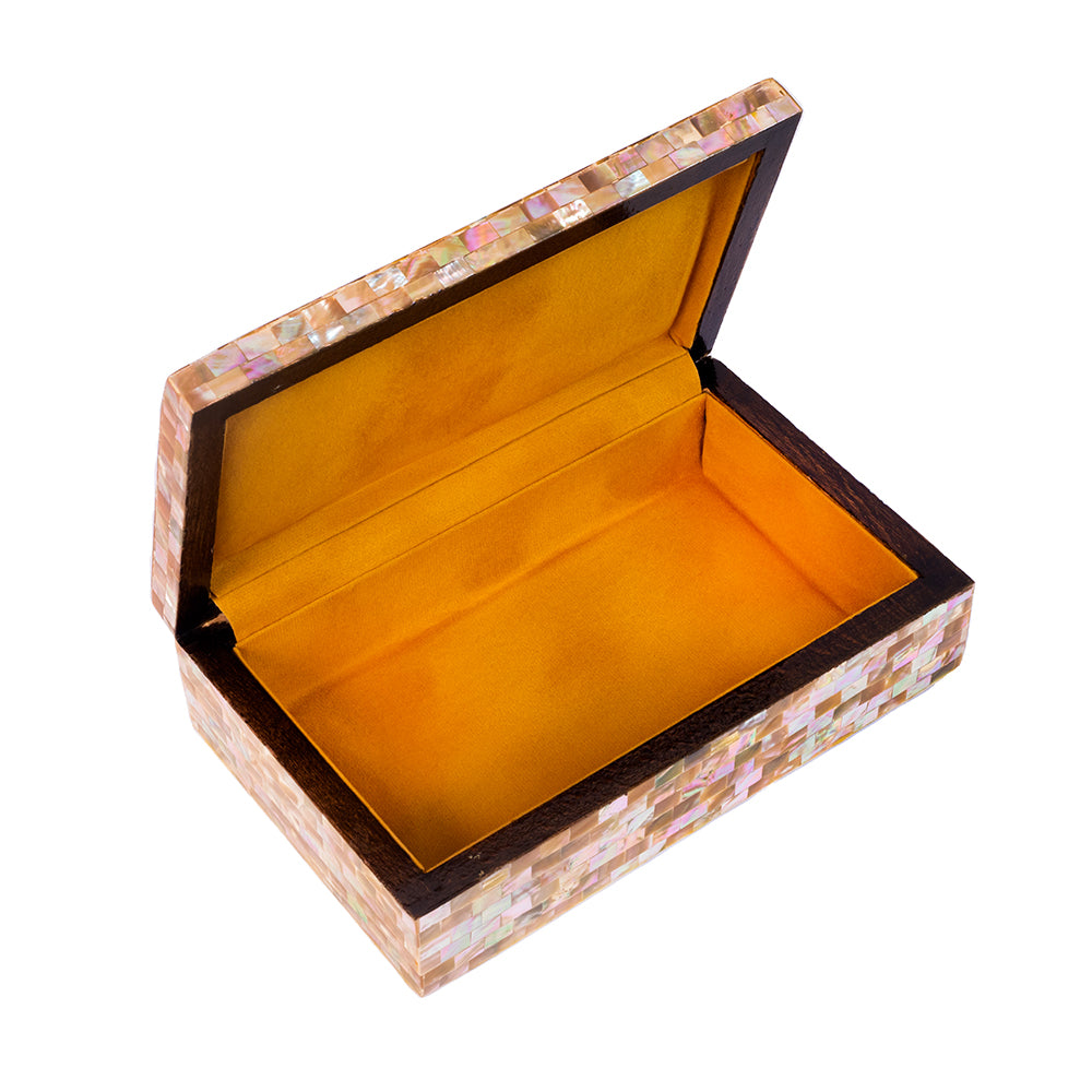 Egyptian jewelry box inlaid with mother of pearl