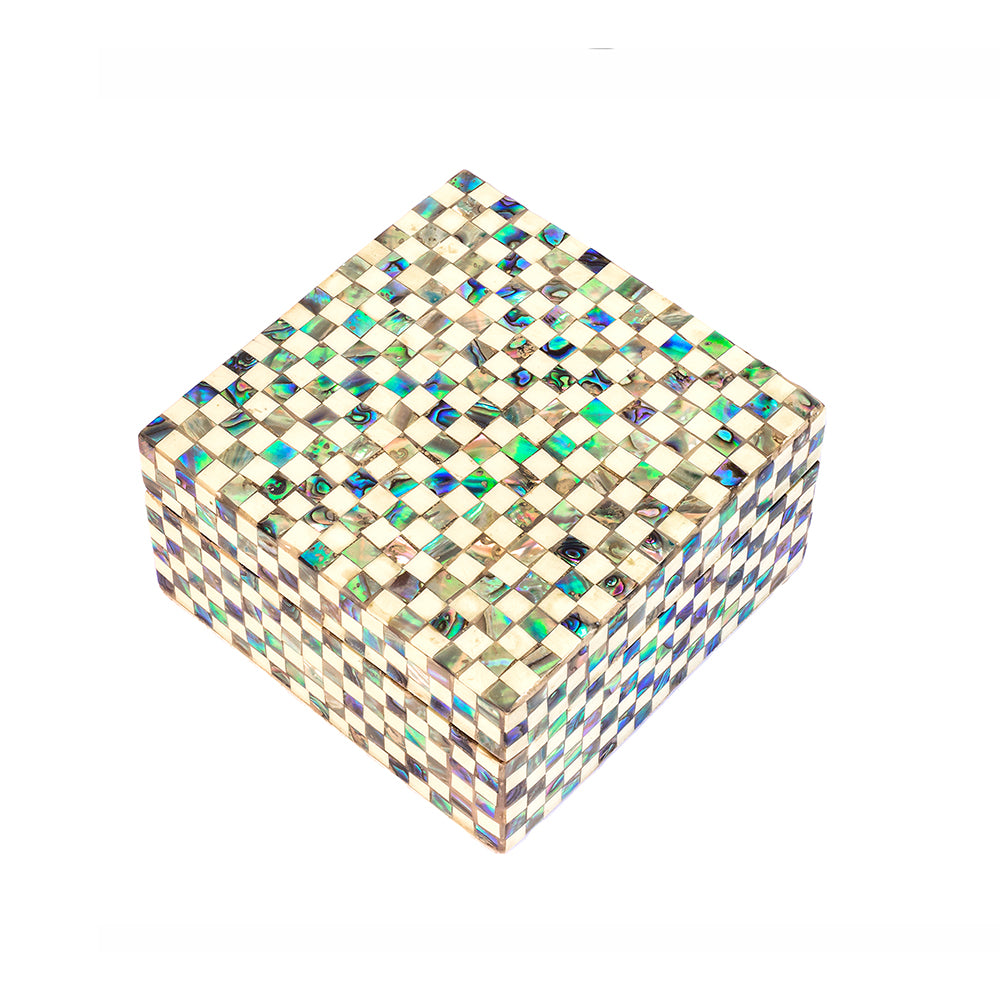 Egyptian jewelry box inlaid with mother of pearl