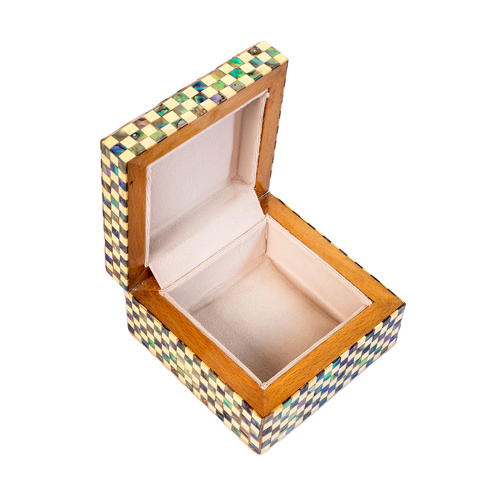 Egyptian jewelry box inlaid with mother of pearl