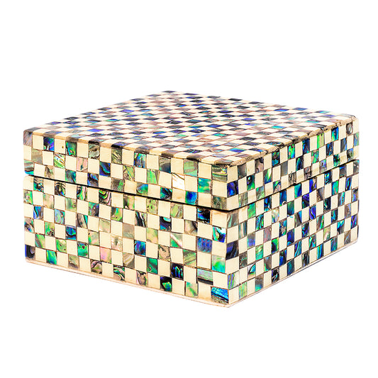 Egyptian jewelry box inlaid with mother of pearl