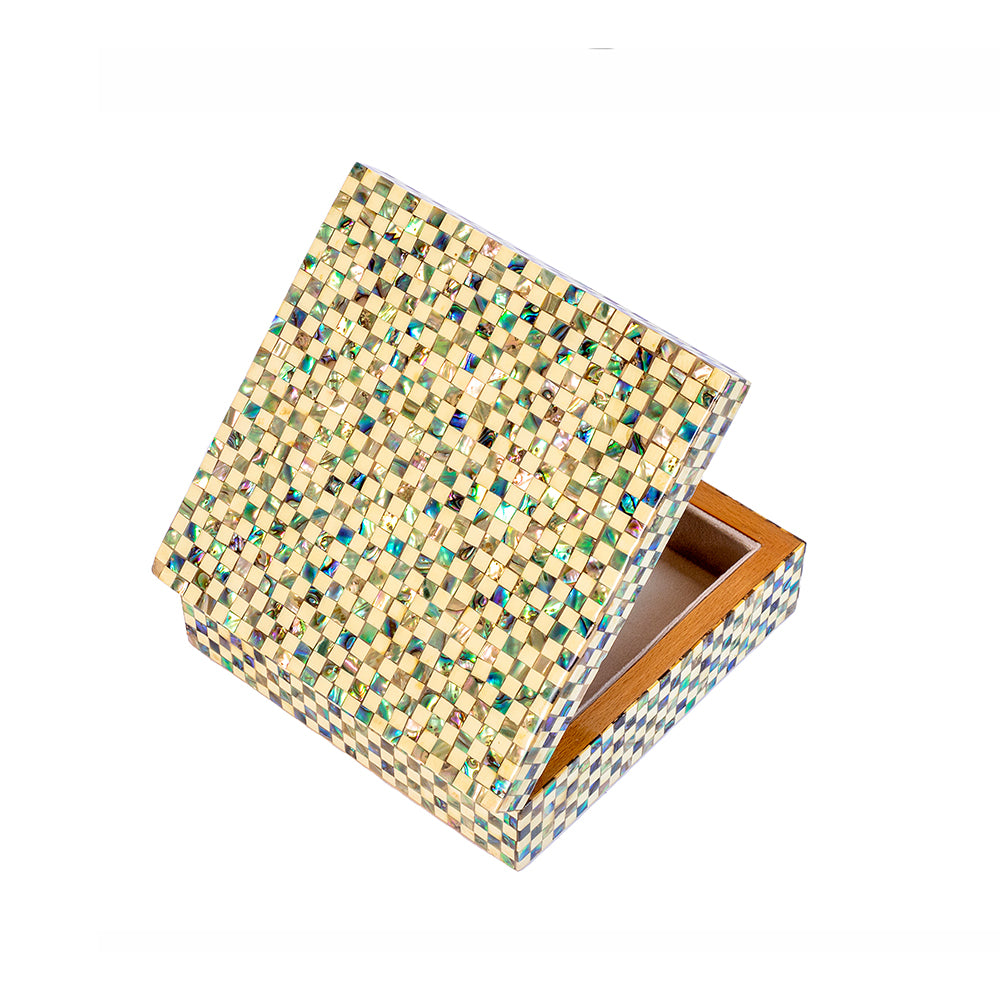 Egyptian jewelry box inlaid with mother of pearl