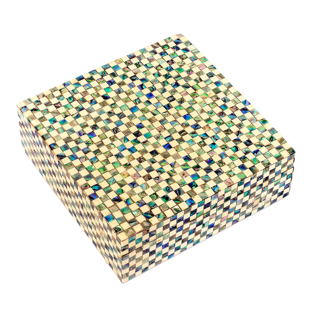 Egyptian jewelry box inlaid with mother of pearl