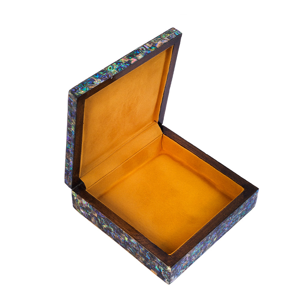 Egyptian jewelry box inlaid with mother of pearl Blue