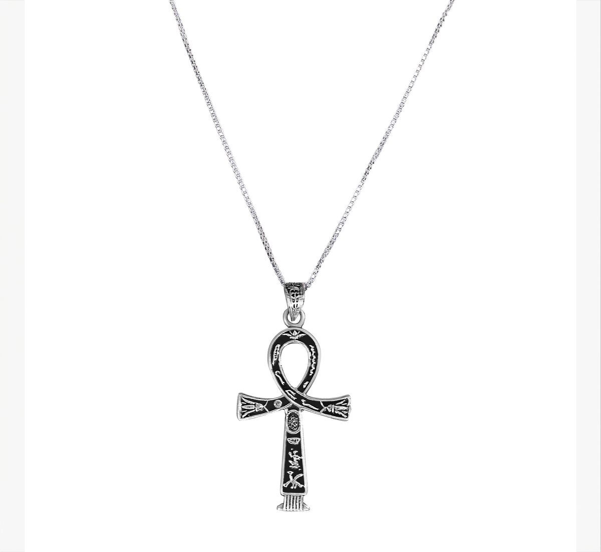 Handcrafted 925 Sterling Silver Ankh Egyptian Key of life  Pendant and Chain