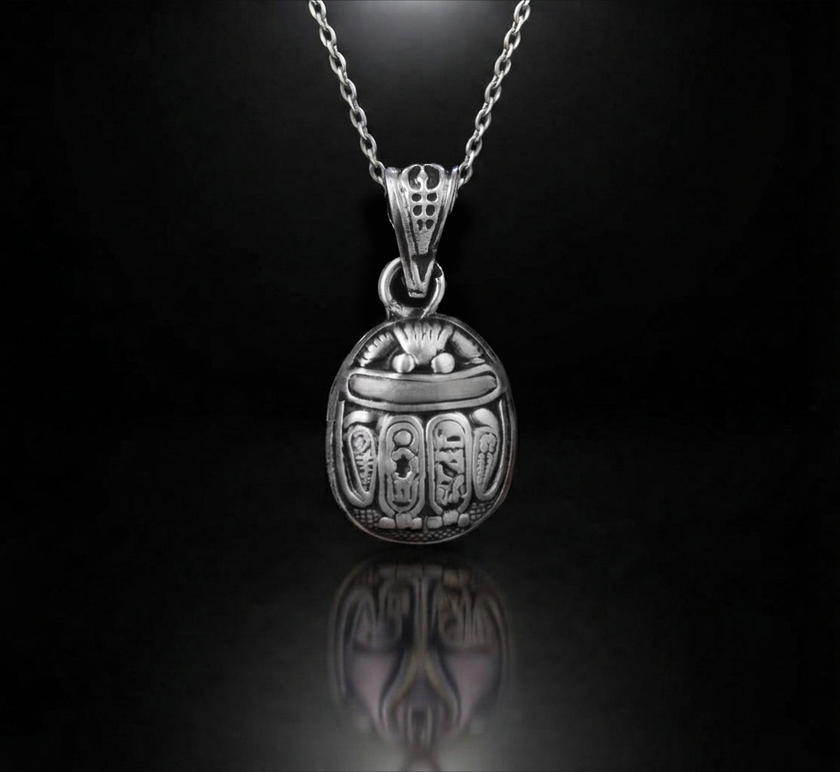Egyptian Sterling Silver Scarab Beetle Pendant made in Egypt