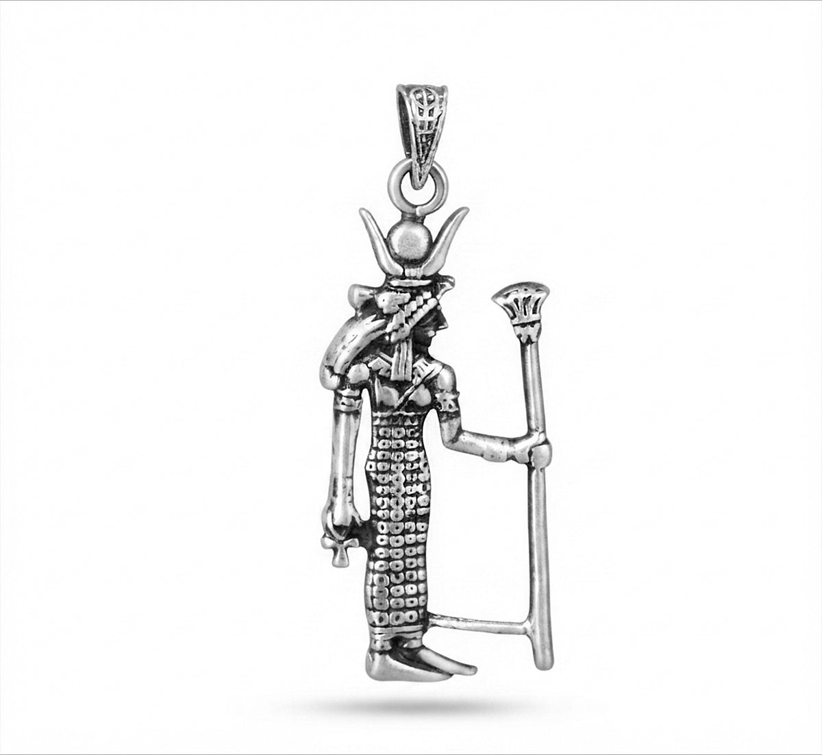 EGYPTIAN Oxidozed  Sterling Silver of Goddess Hathor Pendant Necklace