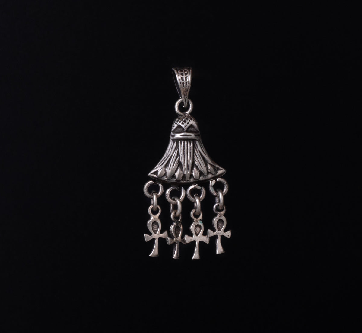 Egyptian Oxidozed Lotus Flower Pendannt,925 Sterling Silver, Handmade Jewelry, Ancient Symbol of Rebirth