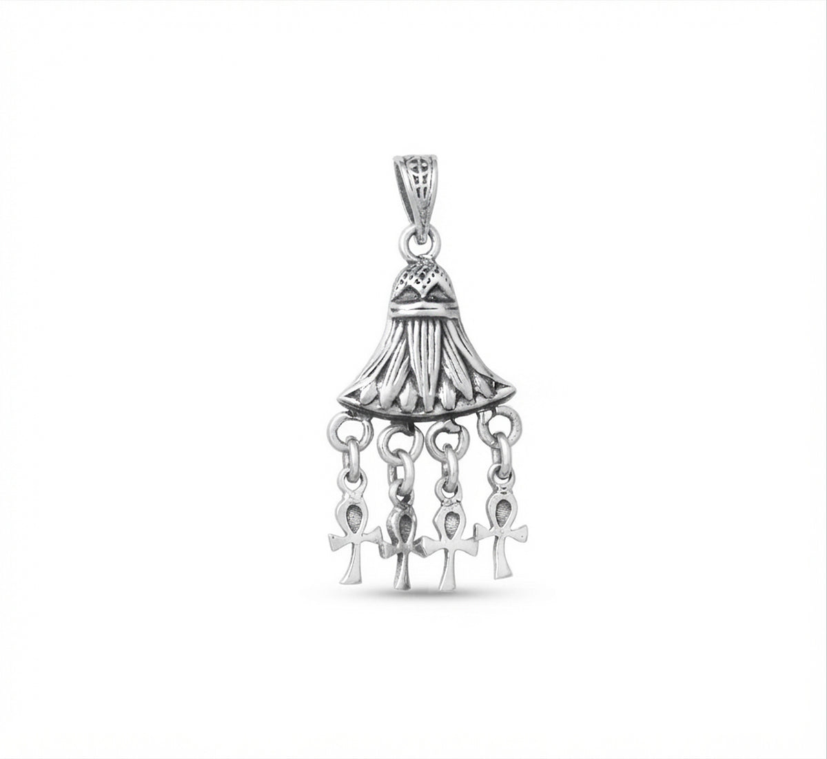 Egyptian Oxidozed Lotus Flower Pendannt,925 Sterling Silver, Handmade Jewelry, Ancient Symbol of Rebirth