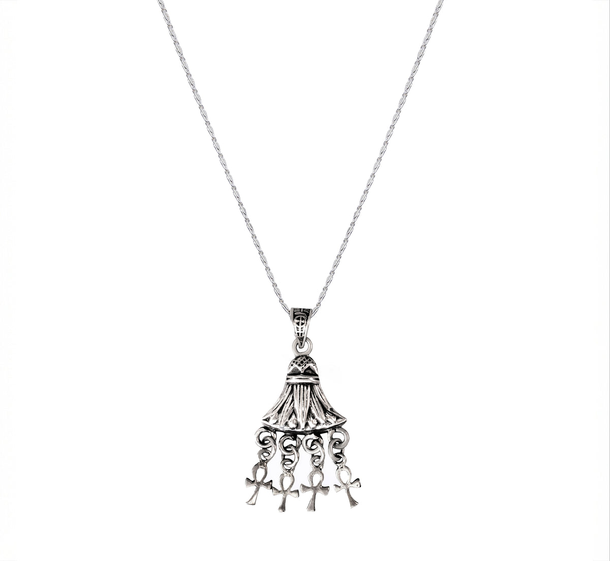 Egyptian Oxidozed Lotus Flower Pendannt,925 Sterling Silver, Handmade Jewelry, Ancient Symbol of Rebirth