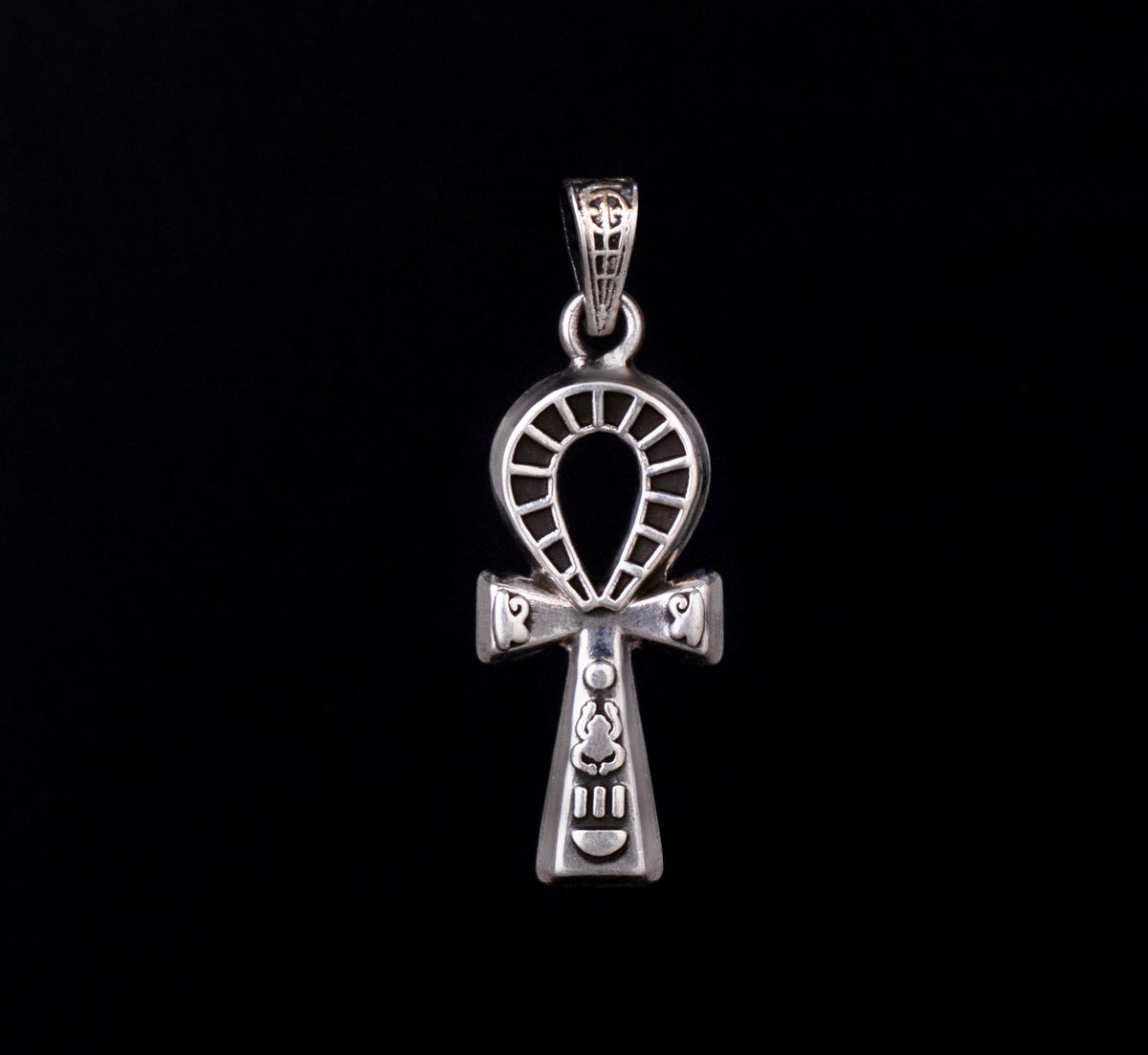 Egyptian Oxidozed Handcrafted 925 Sterling Silver Ankh Egyptian Key of life  Pendant and Chain