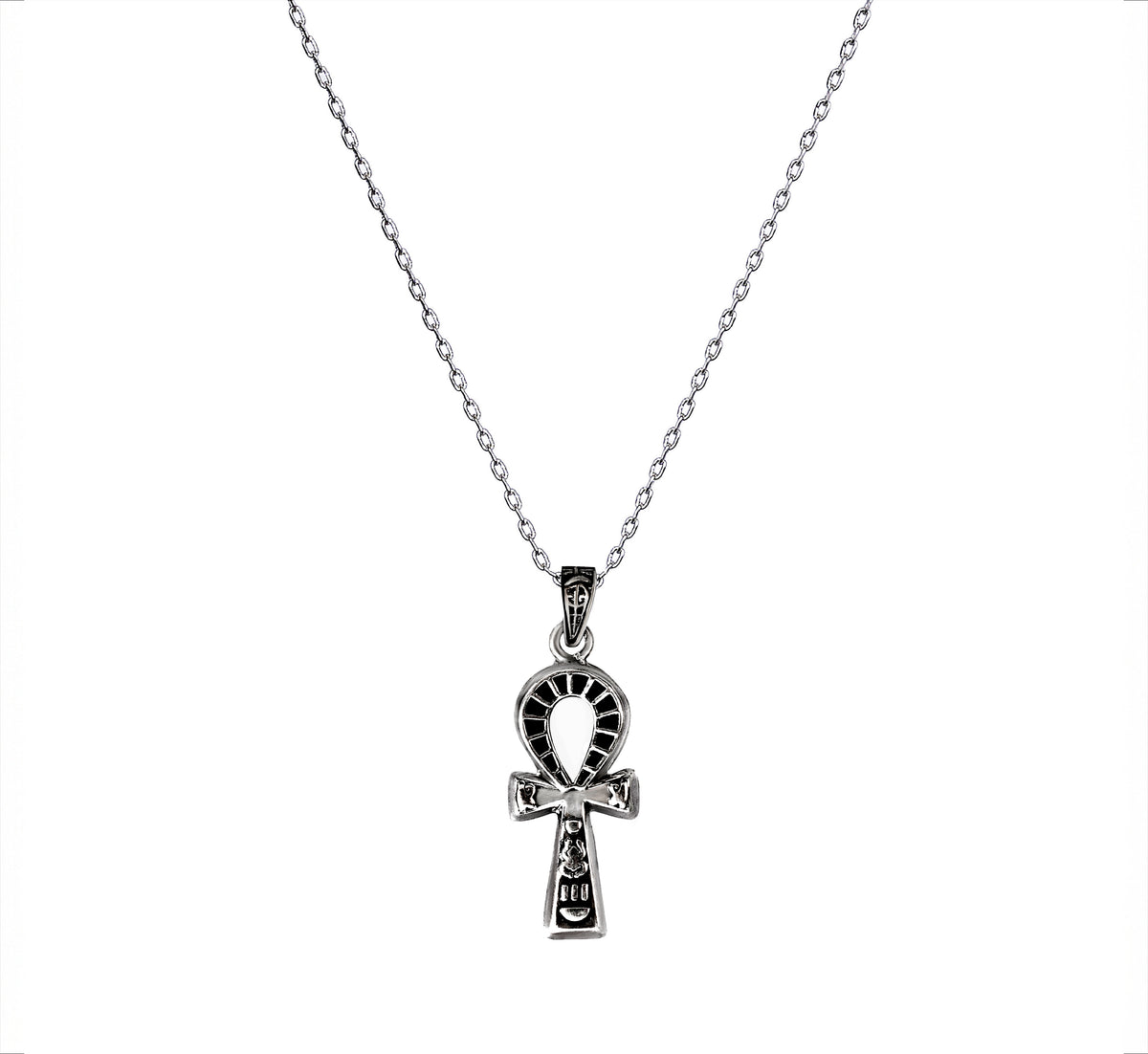 Egyptian Oxidozed Handcrafted 925 Sterling Silver Ankh Egyptian Key of life  Pendant and Chain