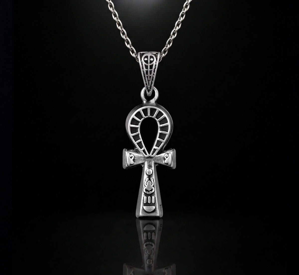 Egyptian Oxidozed Handcrafted 925 Sterling Silver Ankh Egyptian Key of life  Pendant and Chain