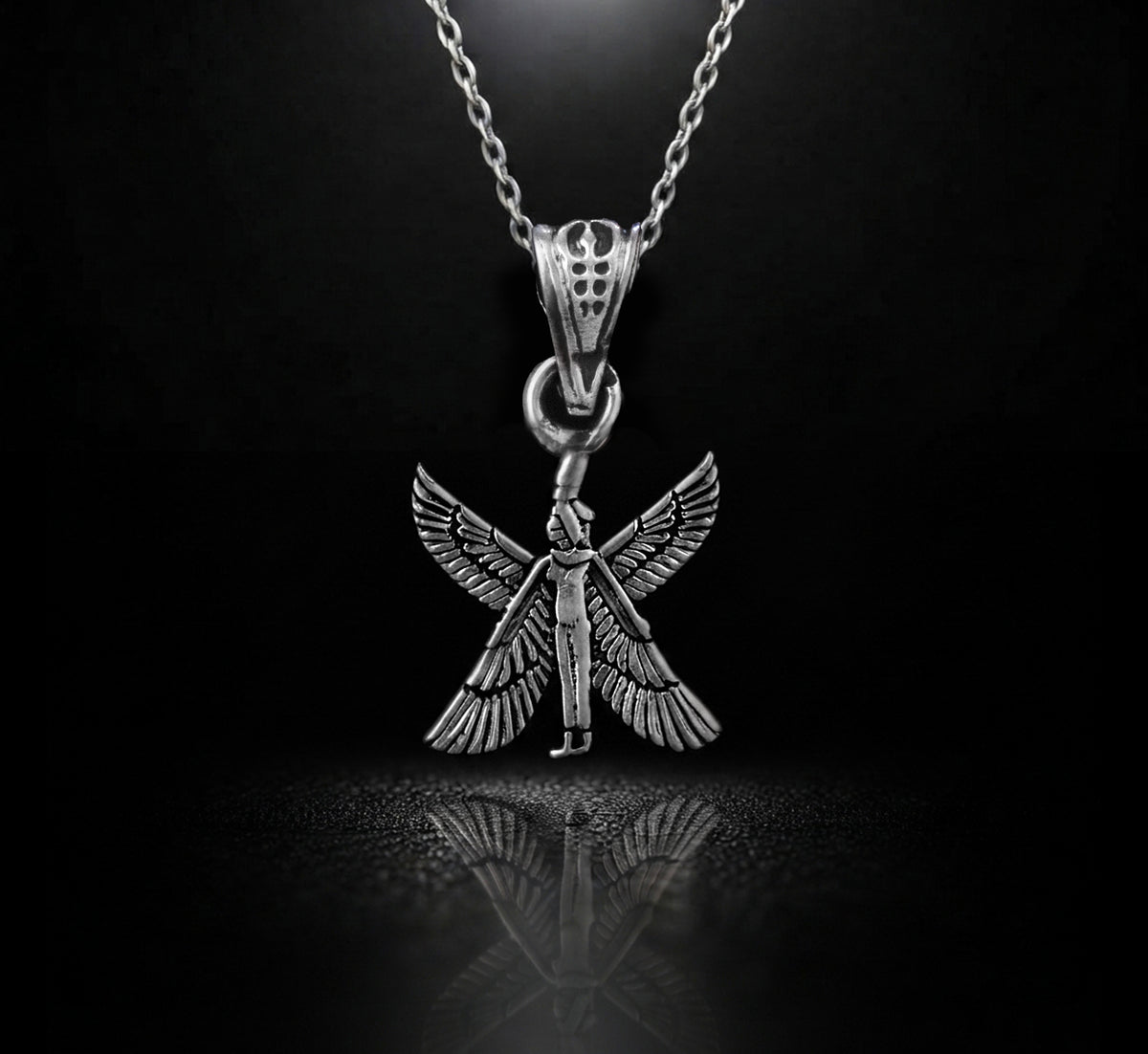 Egyptian Oxidozed Winged Goddess Isis Pendant 925 Sterling Silver Made in Egypt