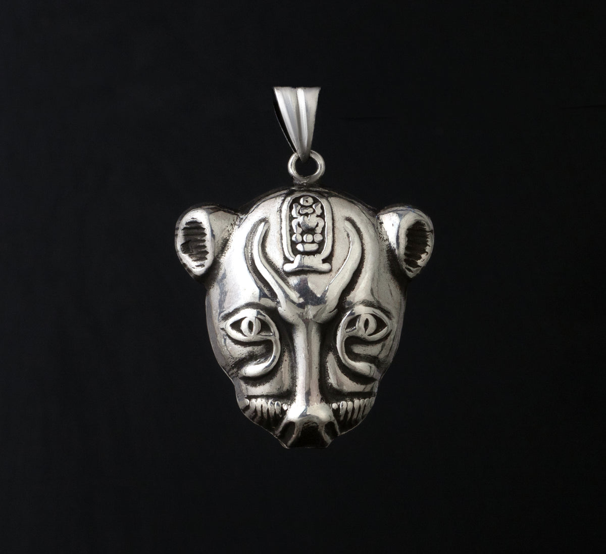 Egyptian Oxidozed Handcrafted 925 Sterling Silver Necklace head of sekhmet Pendant