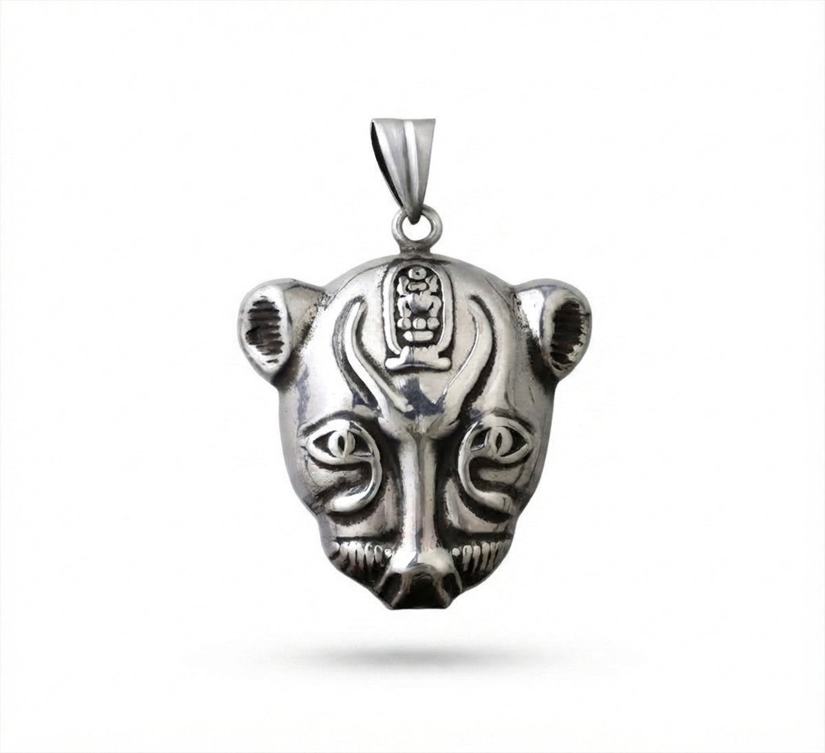 Egyptian Oxidozed Handcrafted 925 Sterling Silver Necklace head of sekhmet Pendant