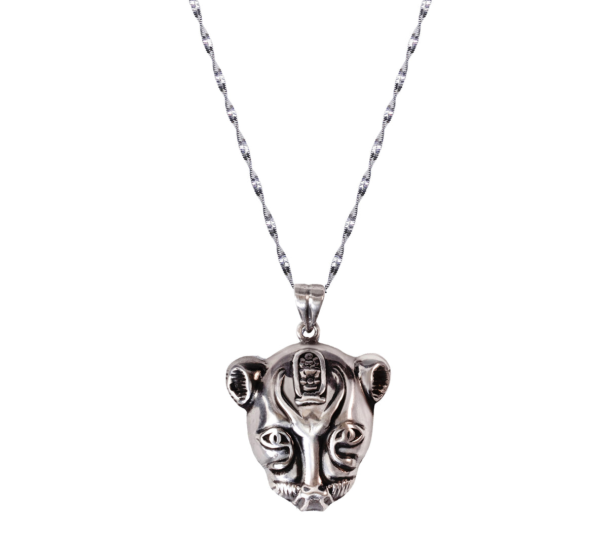 Egyptian Oxidozed Handcrafted 925 Sterling Silver Necklace head of sekhmet Pendant