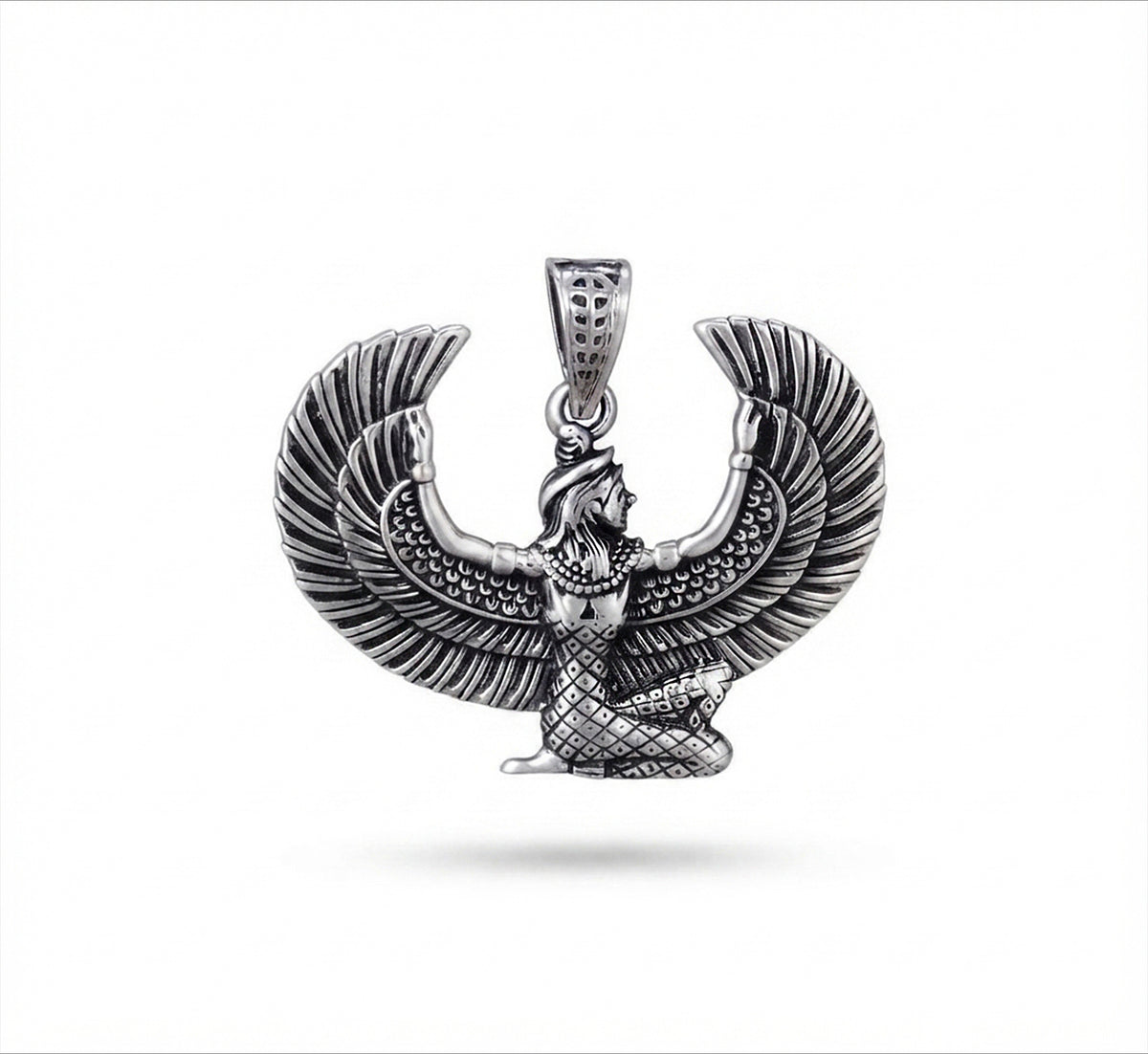 Egyptian Oxidozed Winged Goddess Isis Pendant 925 Sterling Silver Made in Egypt