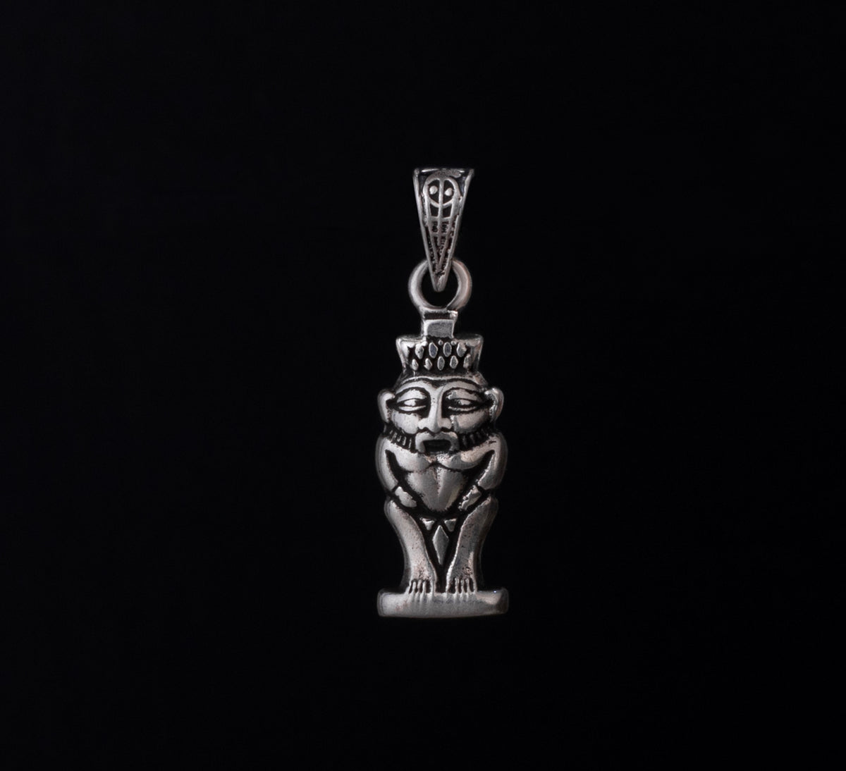 Egyptian Oxidozed  Handcrafted 925 Sterling Silver God Bes Pendant Necklace, Ancient Egyptian Deity Talisman, Mythology Amulet  Necklace