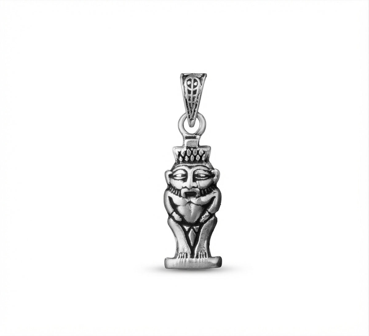 Egyptian Oxidozed  Handcrafted 925 Sterling Silver God Bes Pendant Necklace, Ancient Egyptian Deity Talisman, Mythology Amulet  Necklace