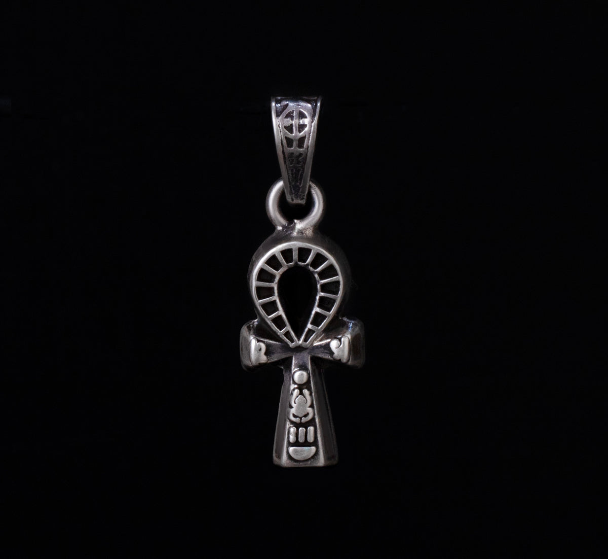 Egyptian Oxidozed Handcrafted 925 Sterling Silver Ankh Egyptian Key of life  Pendant and Chain