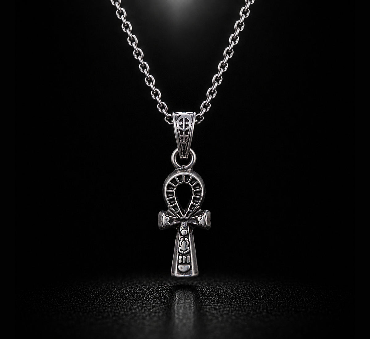 Egyptian Oxidozed Handcrafted 925 Sterling Silver Ankh Egyptian Key of life  Pendant and Chain
