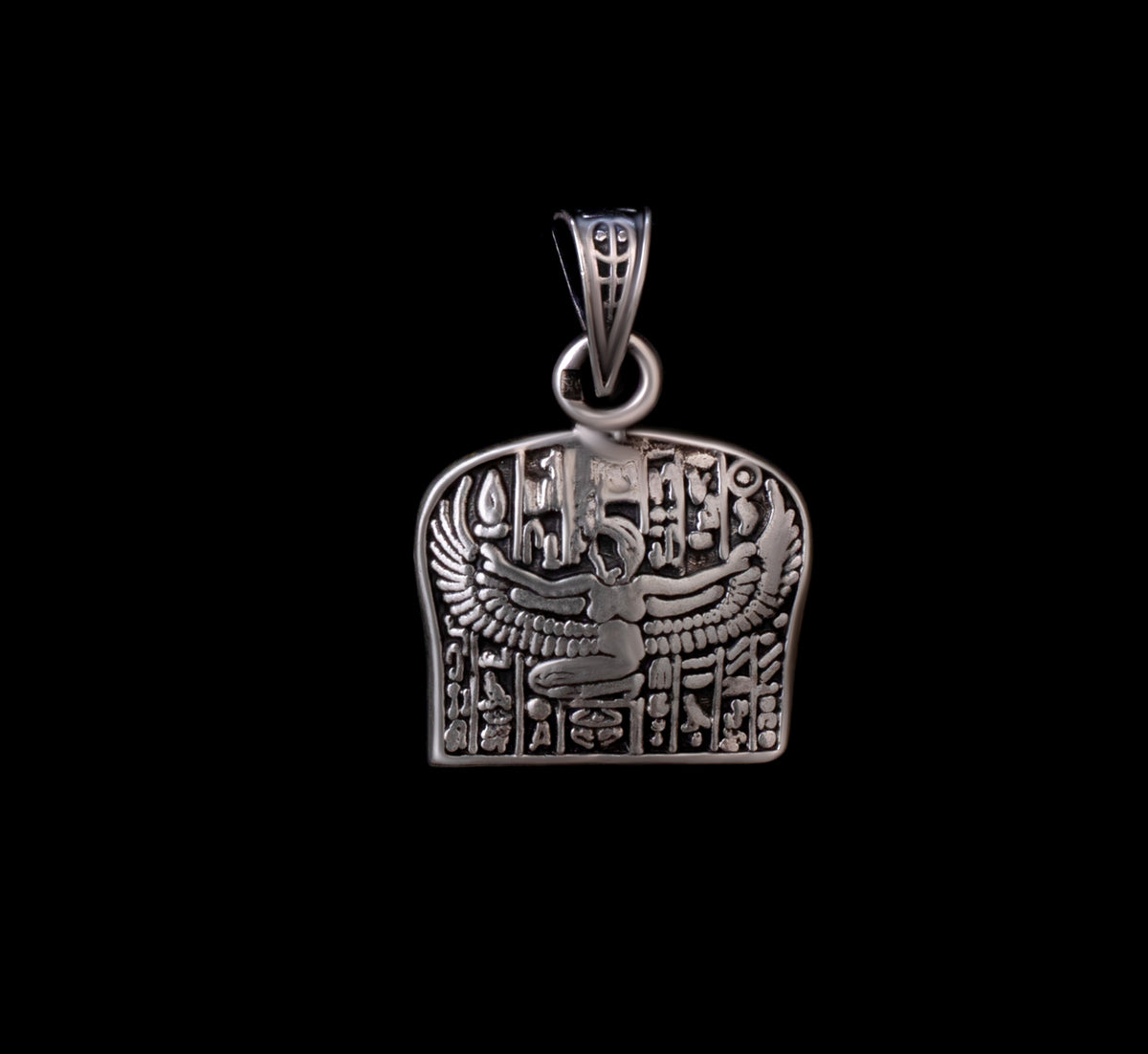 925 Sterling Silver Pendant Winged Goddess Isis in Alphabet- made in egypt