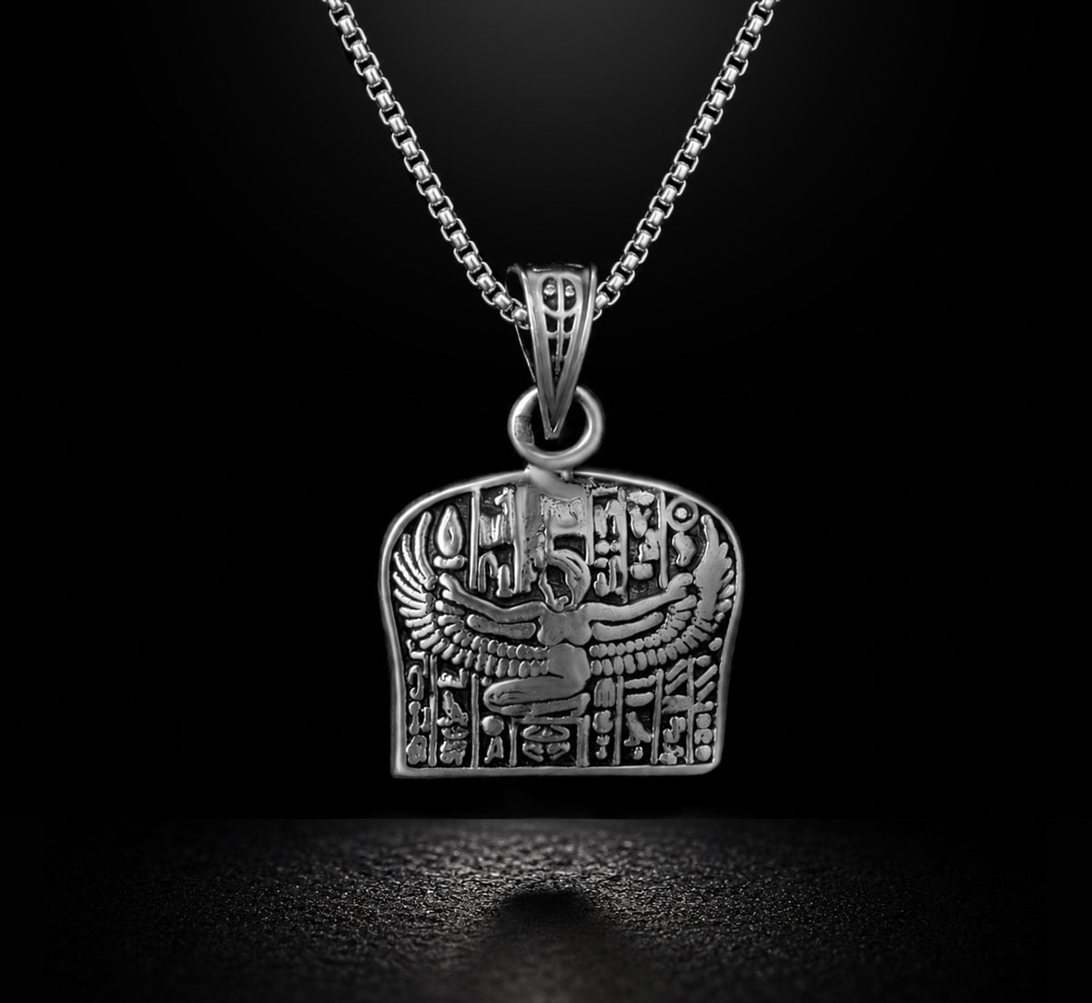 925 Sterling Silver Pendant Winged Goddess Isis in Alphabet- made in egypt