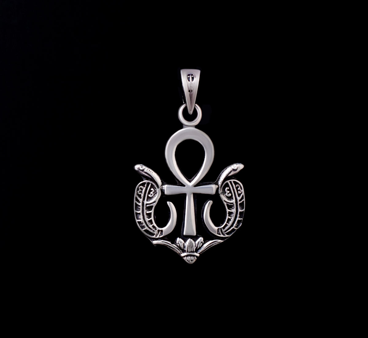 Egyptian Anck, lotus and Wadjet Cobra pendant Necklace- made in Egypt